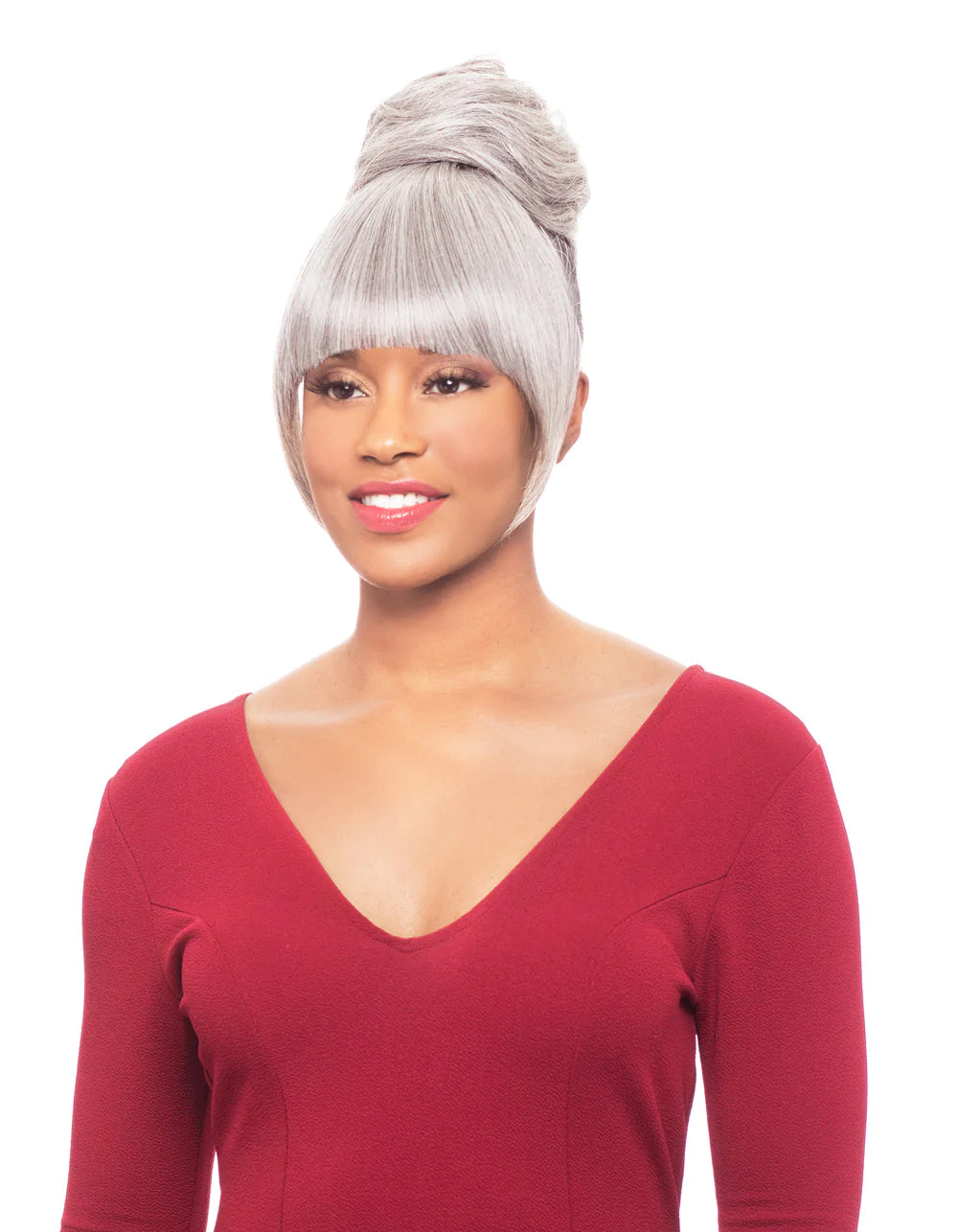 Alicia Foxy Silver Synthetic Ponytail Bang And Drawstring Set - DUET04 - 14654
