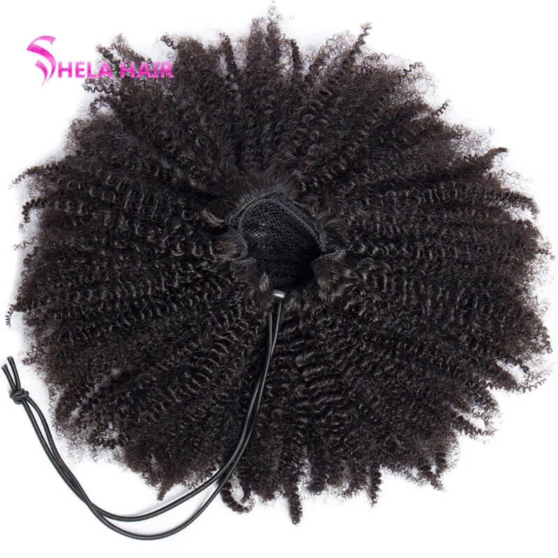 Pony Tail Drawstring Afro Kinky Curly Ponytail Human Hair For African American