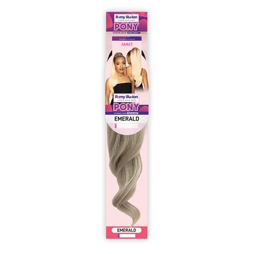 Janet Collection Human Hair Prime Unimix Ponytail Remy Illusion Pony Emerlad