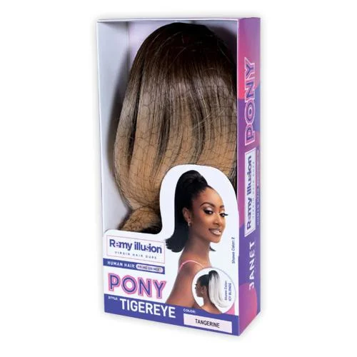 Janet Collection Human Hair Prime Unimix Ponytail Remy Illusion Pony Tigereye