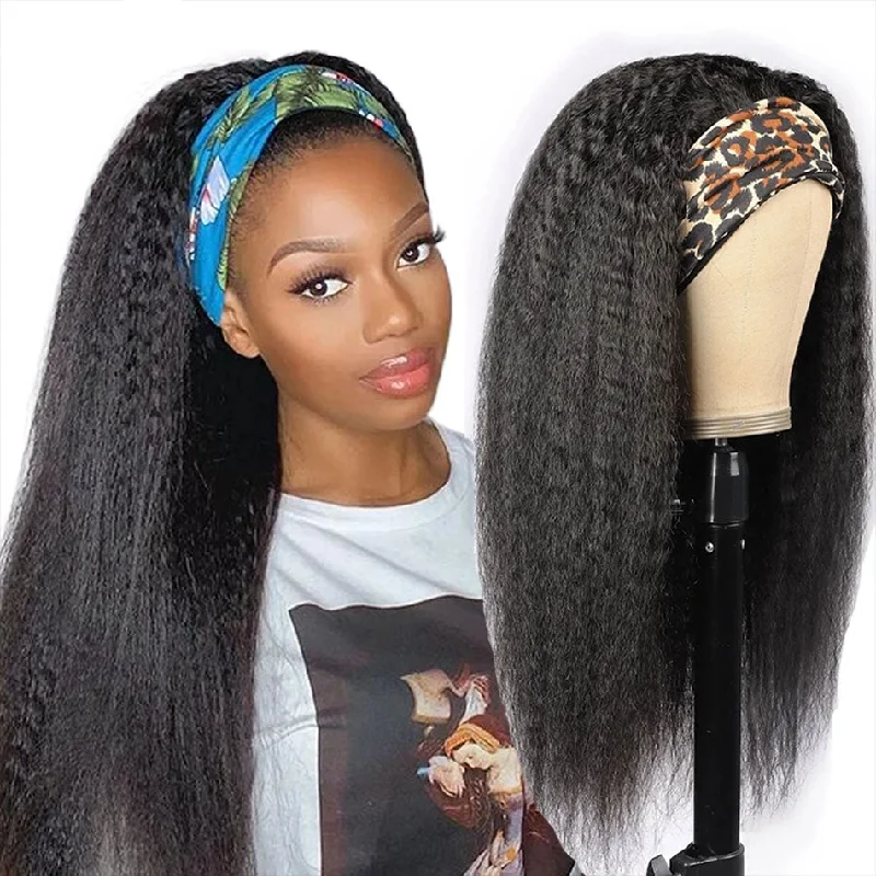 Kinky Straight Headband Human Hair Wig Brazilian (Get 3 Free Headband)