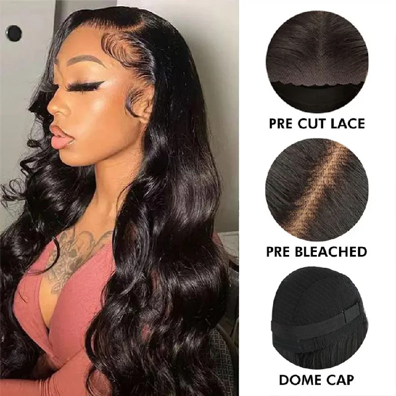 MADE TO WEAR BODY WAVE HD LACE CLOSURE WIG PRE CUT LACE PRE BLEACHED