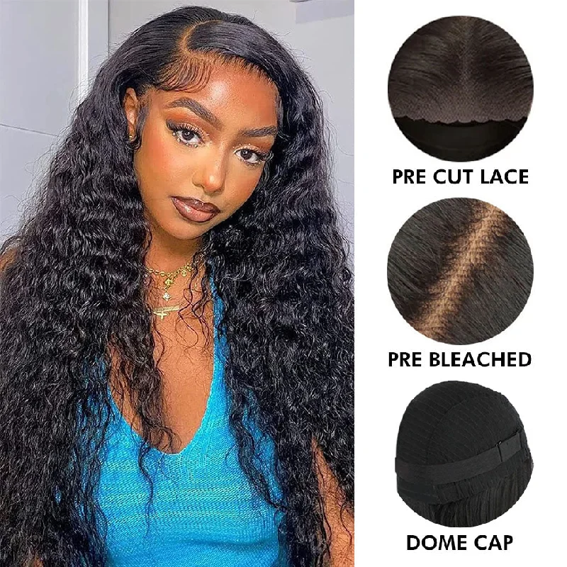 Pre-Customized Made To Wear 5X5 HD Top Swiss Lace Closure Curly Wig Pre Cut Lace Dome Cap Wig
