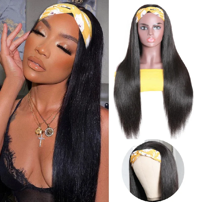 Protective Style For Black Natural Hair-Quick Fix Elegant Headband Wig Straight