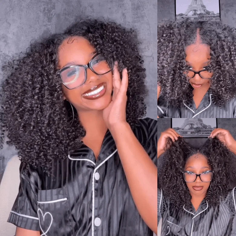 Sunber Upgrade New V Part No Leave Out Glueless Jerry Curly Wig With Affordability price Flash Sale