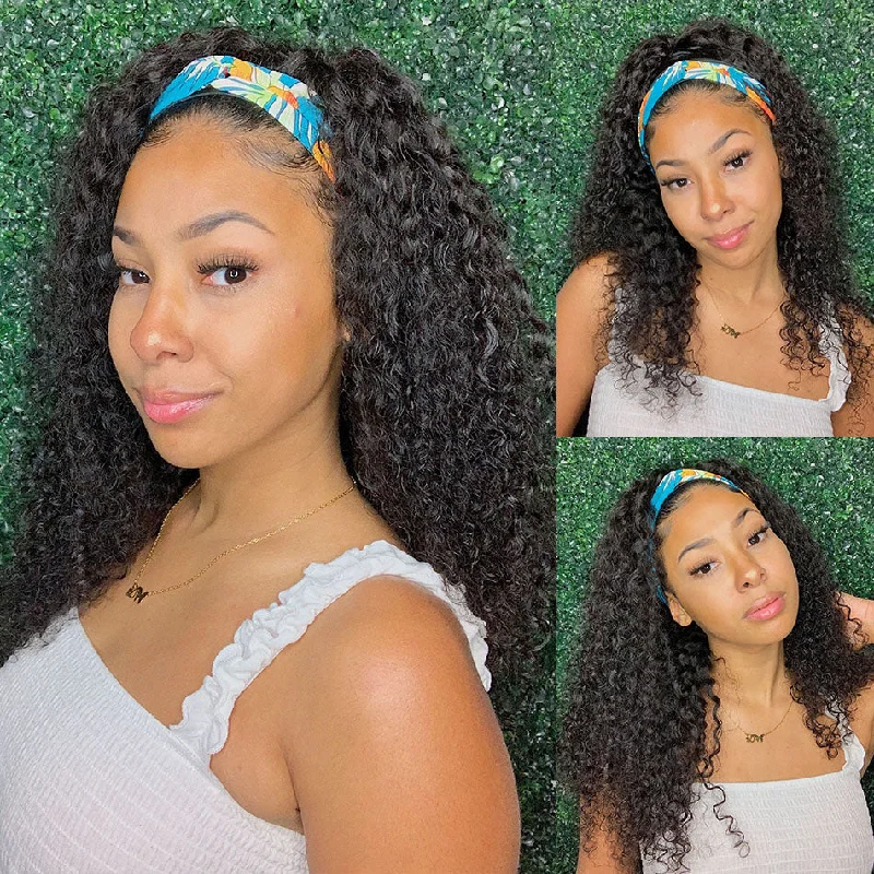 Wet And Wavy Headband Human Hair Wig