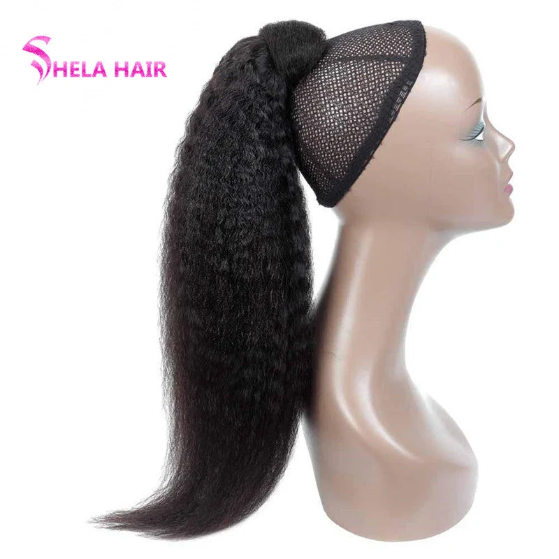 Pony Tail Wrap Around / Drawstring Kinky Straight Ponytail Human Hair