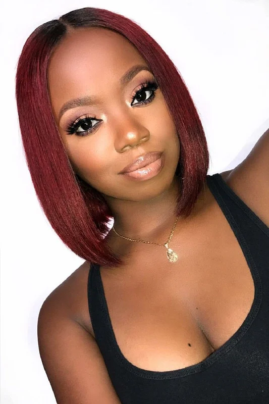 Elf wig for a community theater production13x6 1B/Red Dark Root Lace Front Wig Straight Bob Human Hair PB54 Elf wig for a community theater production13x6 1B/Red Dark Root Lace Front Wig Straight Bob Human Hair PB54