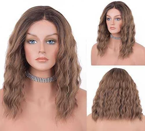 Afro - curly wig with a full and voluminous look12 inch Light Brown Loose Curly Lace Front Wig with Middle Part Afro - curly wig with a full and voluminous look12 inch Light Brown Loose Curly Lace Front Wig with Middle Part
