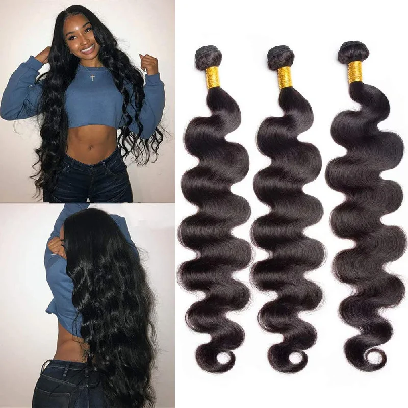 Wavy wig with a wispy fringe for a soft and feminine look12A Virgin Indian Human Hair Extensions 10-30 Inches Body Wave Bundles