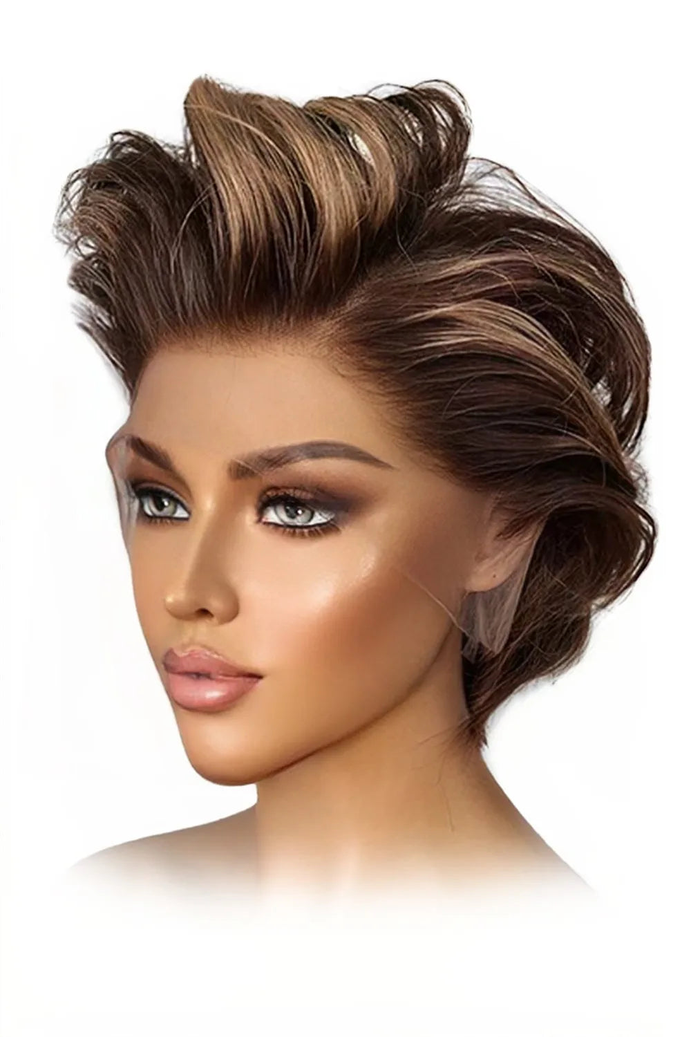 Elf wig for a Victorian - era - inspired elf story adaptationPixie Cut Wig 13x6 Transparent HD Lace Wave Human Hair Brown Pink Gray Elf wig for a Victorian - era - inspired elf story adaptationPixie Cut Wig 13x6 Transparent HD Lace Wave Human Hair Brown Pink Gray