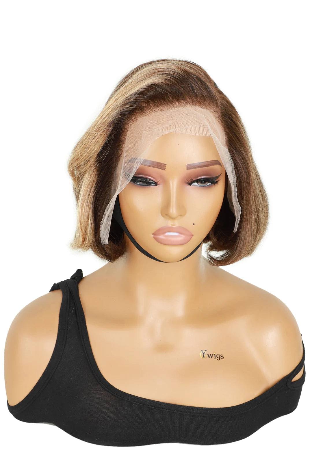 Elf wig with a crimped texture for a fun and unique style13x4 Lace Front Side Part Highlight Brown Wave Bob Wig 10 inch Elf wig with a crimped texture for a fun and unique style13x4 Lace Front Side Part Highlight Brown Wave Bob Wig 10 inch
