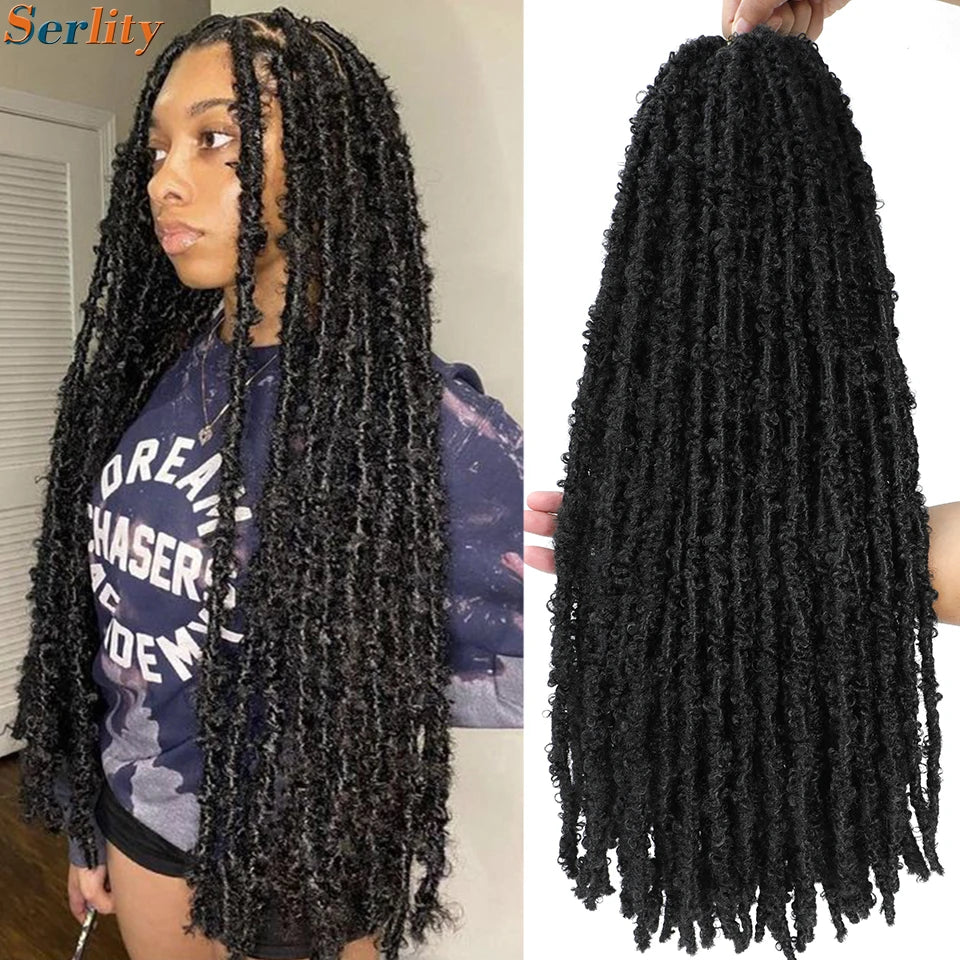 18 24 Inch Butterfly Locs Crochet Hair Distressed Butterfly Faux Locs Crochet Hair Messy Butterfly Boho Locs Pre-twisted Braids