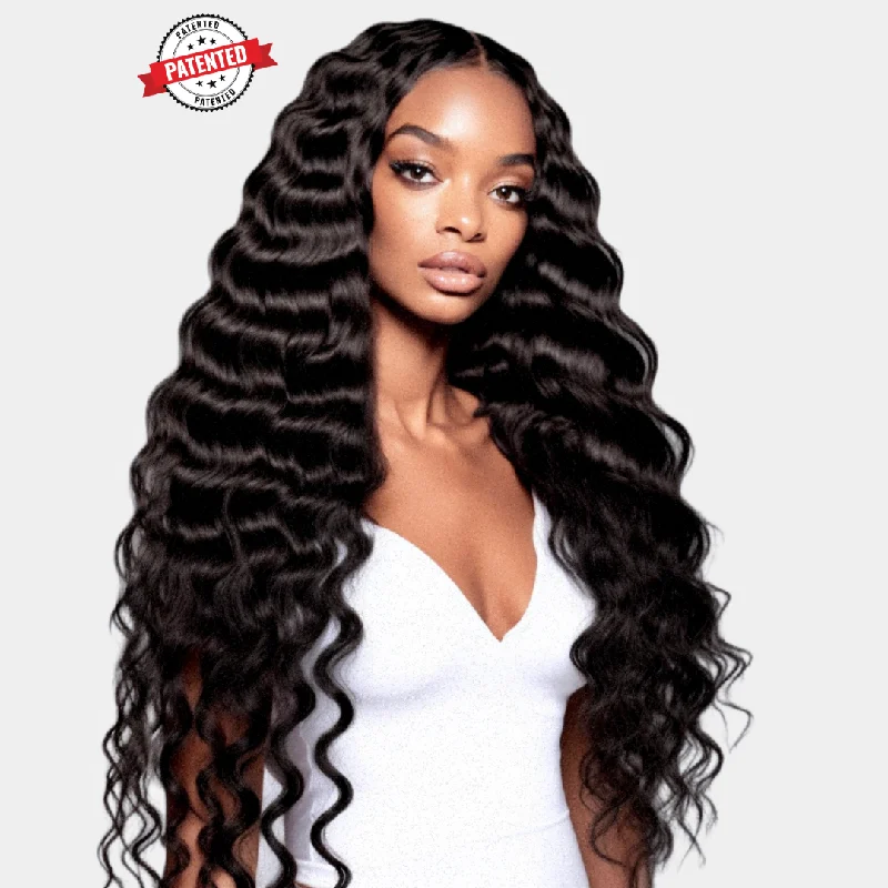 Clip - in hair extensions with a side - part for a more flattering lookDominique - Cambodian Deep Body Wavy - InVisiRoot® Clip-in Clip - in hair extensions with a side - part for a more flattering lookDominique - Cambodian Deep Body Wavy - InVisiRoot® Clip-in