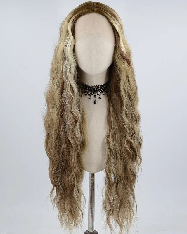 Human - hair curly wig with a bouncy and natural movement30 Inch Long Curly Blonde Brown Synthetic Lace Front Wig WW639 Human - hair curly wig with a bouncy and natural movement30 Inch Long Curly Blonde Brown Synthetic Lace Front Wig WW639