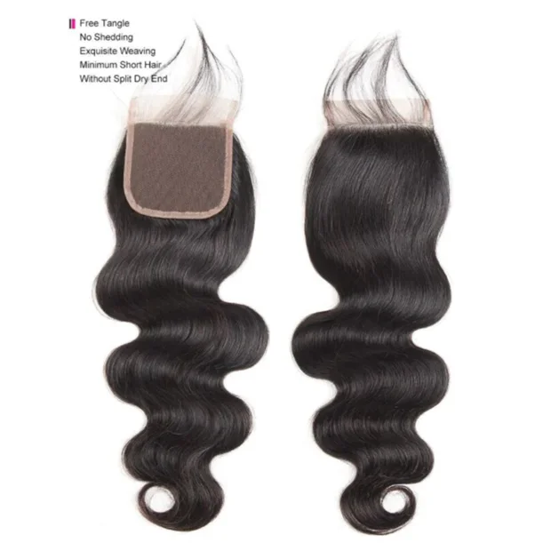 Clip - in hair extensions with a wispy fringe for a soft and feminine look4X4 Body Wave Closure 100% Human Hair 14" Clip - in hair extensions with a wispy fringe for a soft and feminine look4X4 Body Wave Closure 100% Human Hair 14"