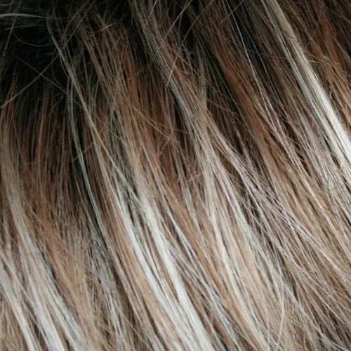 *32F102S4 | Shaded Strawberry | Med Red-Gold Blonde & Pale Platinum Blonde Blended & Tipped w/ Med Red Nape. Shaded w/ Dk Brown
