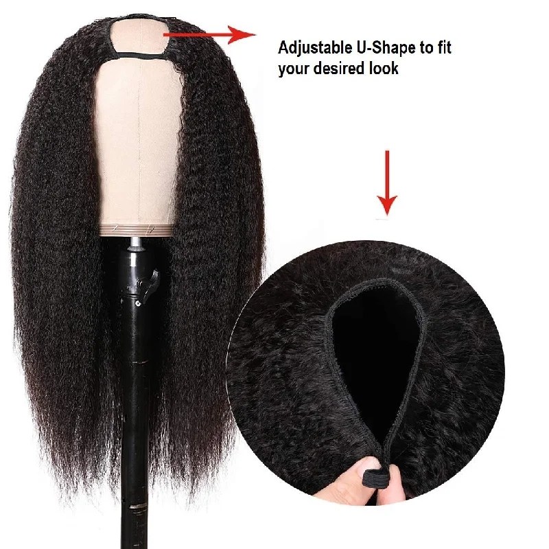 U - shaped wig with auburn tonesU-part -Capless Kinky Straight Wig - NO glue, No Lace Cut needed U - shaped wig with auburn tonesU-part -Capless Kinky Straight Wig - NO glue, No Lace Cut needed
