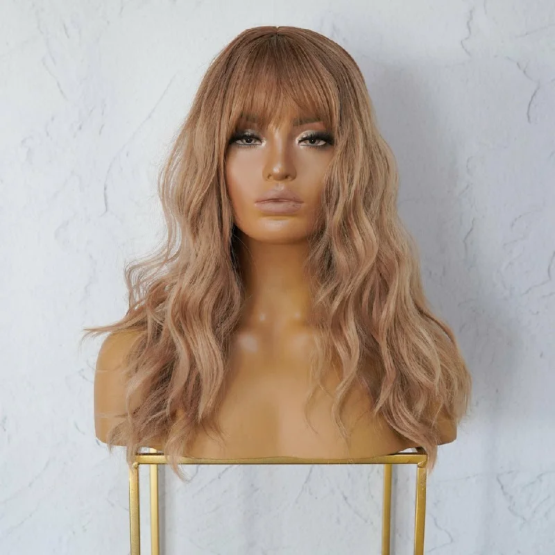 Wavy wig with a wavy bang for a trendy and modern styleBELINDA Brown Ombre Fringe Wig Wavy wig with a wavy bang for a trendy and modern styleBELINDA Brown Ombre Fringe Wig