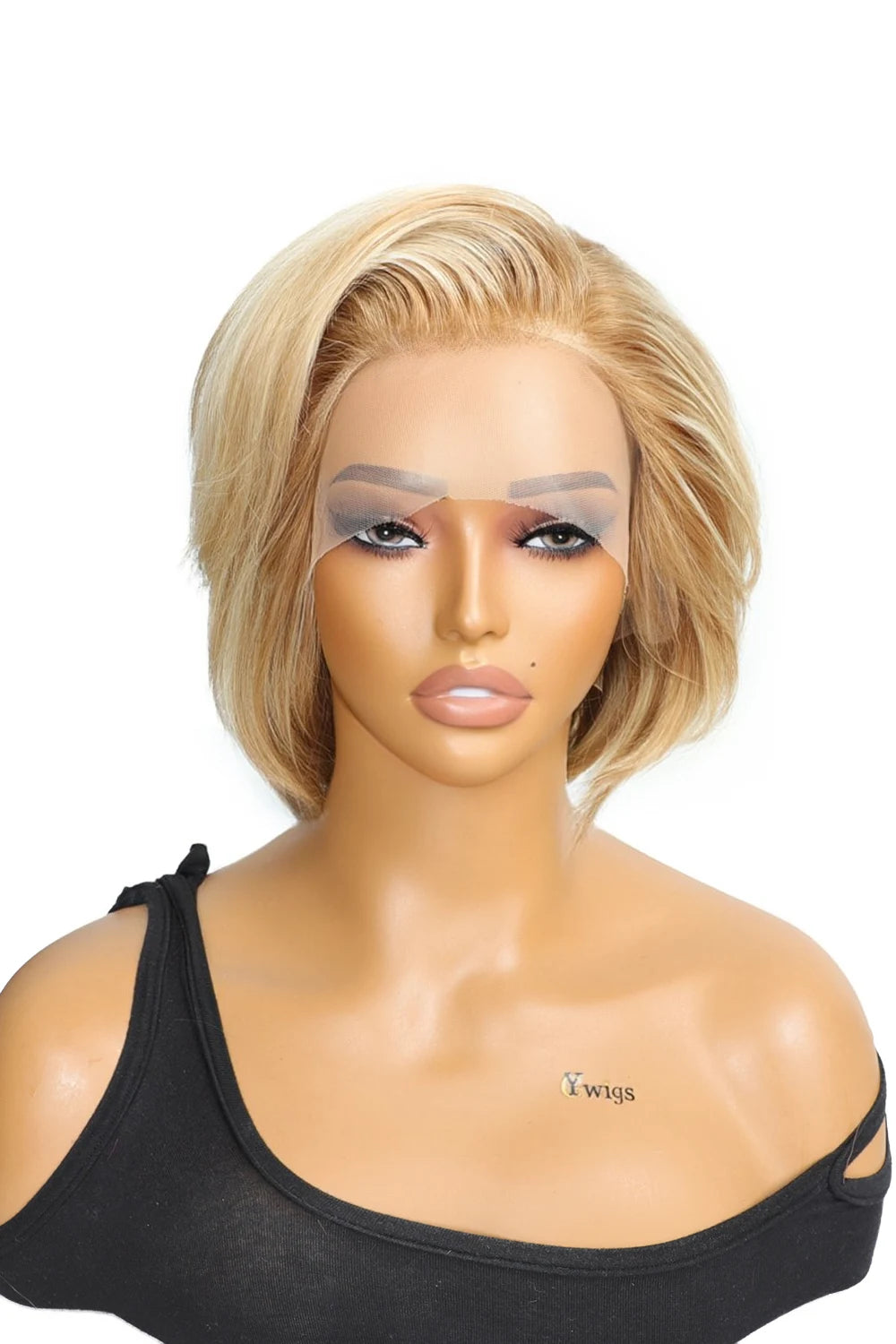 Elf wig with a two - toned color combinationBlonde Bob Highlights Side Part Asymmetrical Glueless Lace Frontal Wig Elf wig with a two - toned color combinationBlonde Bob Highlights Side Part Asymmetrical Glueless Lace Frontal Wig