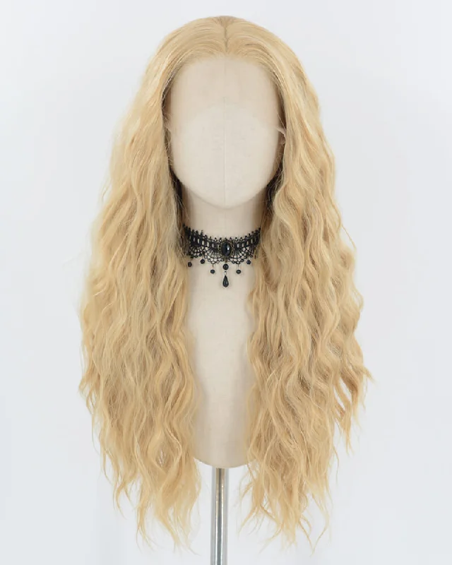 Curly wig with a pre - plucked hairline for a more natural lookBlonde Brown Curly Synthetic Lace Front Wig WW347 Curly wig with a pre - plucked hairline for a more natural lookBlonde Brown Curly Synthetic Lace Front Wig WW347
