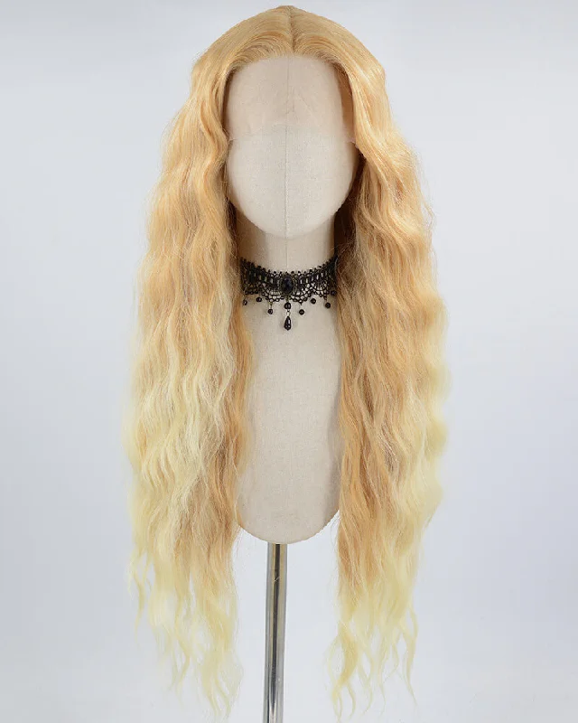Afro - curly wig with a full and voluminous lookBlonde Long Curly Synthetic Lace Front Wig WW670 Afro - curly wig with a full and voluminous lookBlonde Long Curly Synthetic Lace Front Wig WW670