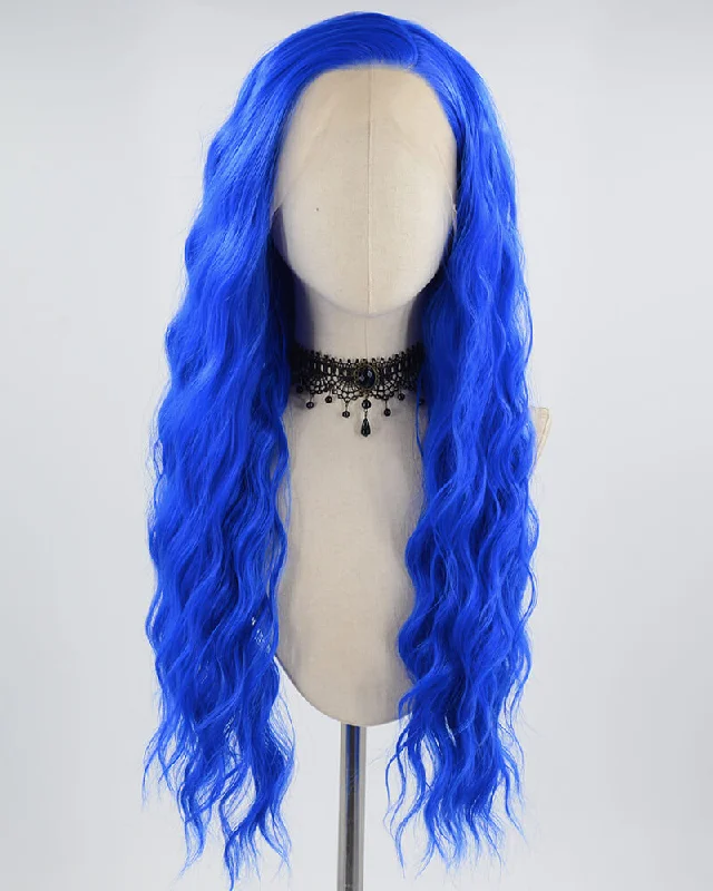 Curly wig with a water - wave texture for a unique and stylish choiceBlue Curly Long Synthetic Lace Front Wig WW586 Curly wig with a water - wave texture for a unique and stylish choiceBlue Curly Long Synthetic Lace Front Wig WW586