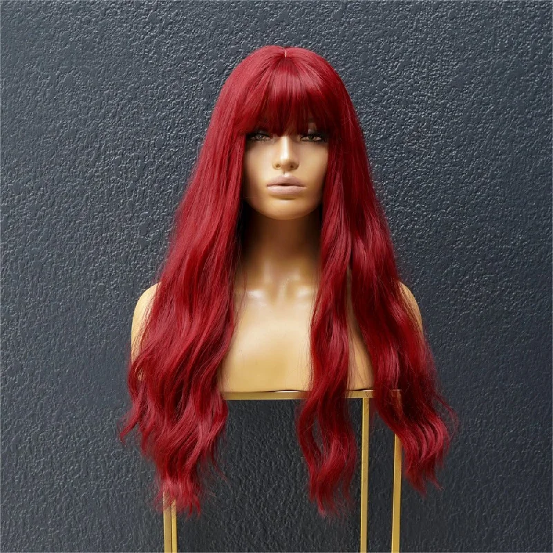 Body - wave wig with a full and voluminous lookBONNIE Burgundy Red Fringe Wig