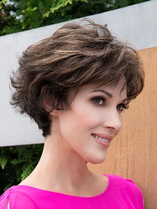 Wavy wig in a chocolate - brown color for a rich and warm appearanceBryn | Synthetic Wig (Basic Cap)