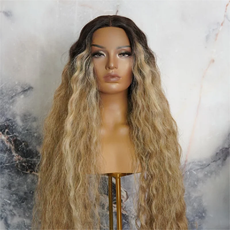 Heat - resistant wavy wig for easy styling at homeCARDI 40" Ombre Lace Front Wig