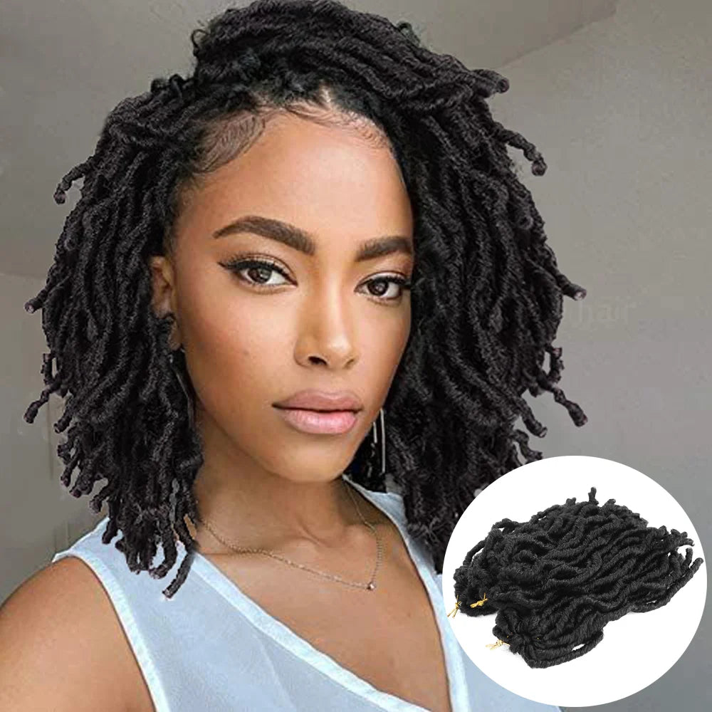 Chic 8" Short Crochet Faux Locs - Black Burgundy Synthetic Hair Extensions, Heat Resistant