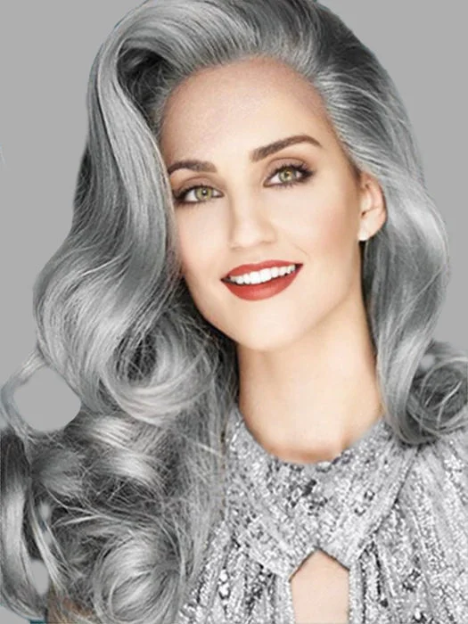 Wig pieces for a wedding guest hairstyleLong Gray Curly & Straight Four-piece Hair Extension Pieces (Synthetic ) By imwigs® Wig pieces for a wedding guest hairstyleLong Gray Curly & Straight Four-piece Hair Extension Pieces (Synthetic ) By imwigs®