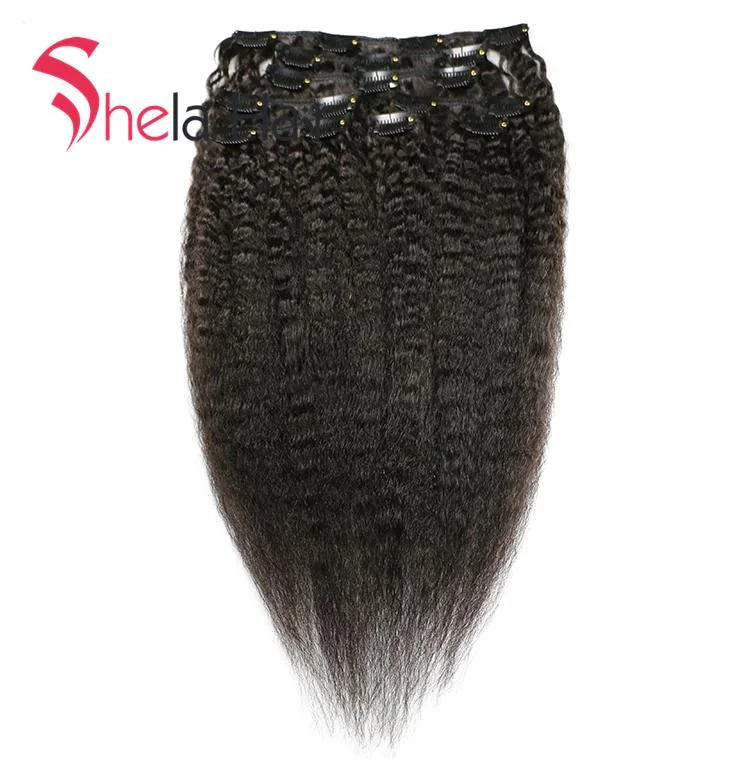 Synthetic clip - in hair extensions with a heat - resistant formula for easy stylingClip In Human Hair Extensions Kinky Straight 120G Natural Color 8 Pieces/Set Synthetic clip - in hair extensions with a heat - resistant formula for easy stylingClip In Human Hair Extensions Kinky Straight 120G Natural Color 8 Pieces/Set