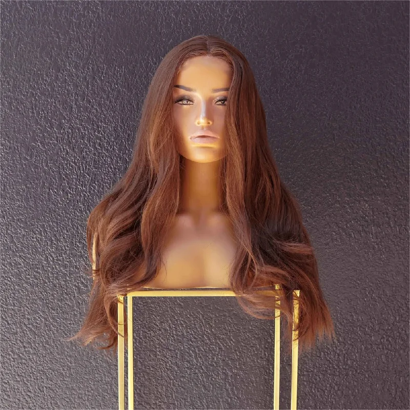 Synthetic wavy wig with a heat - friendly formulaCOCO Chocolate Lace Front Wig