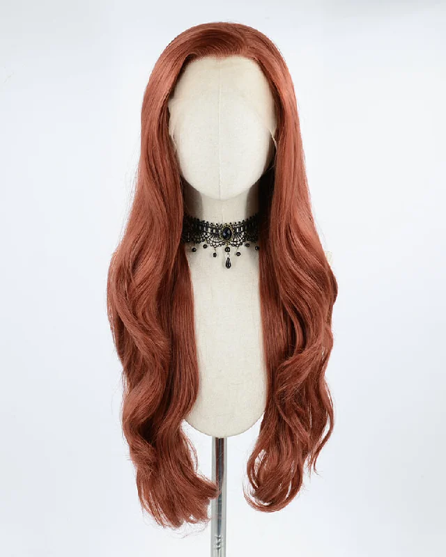 Synthetic curly wig with a tight - curl pattern for a natural lookCopper Red Wavy Synthetic Lace Front Wig WW040 Synthetic curly wig with a tight - curl pattern for a natural lookCopper Red Wavy Synthetic Lace Front Wig WW040