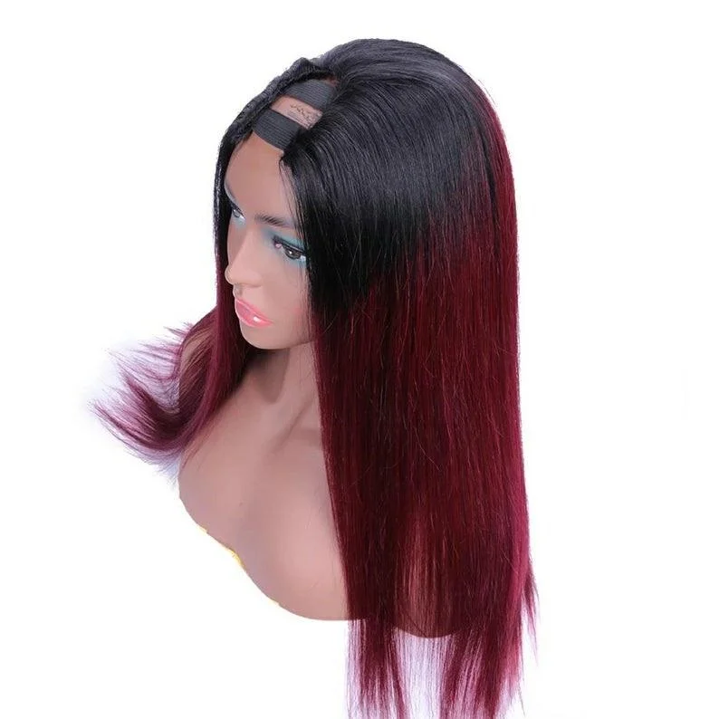 Blonde u - shaped wig with honey highlights100% Human Hair Versatile U-part Yaki straight wig Blonde u - shaped wig with honey highlights100% Human Hair Versatile U-part Yaki straight wig