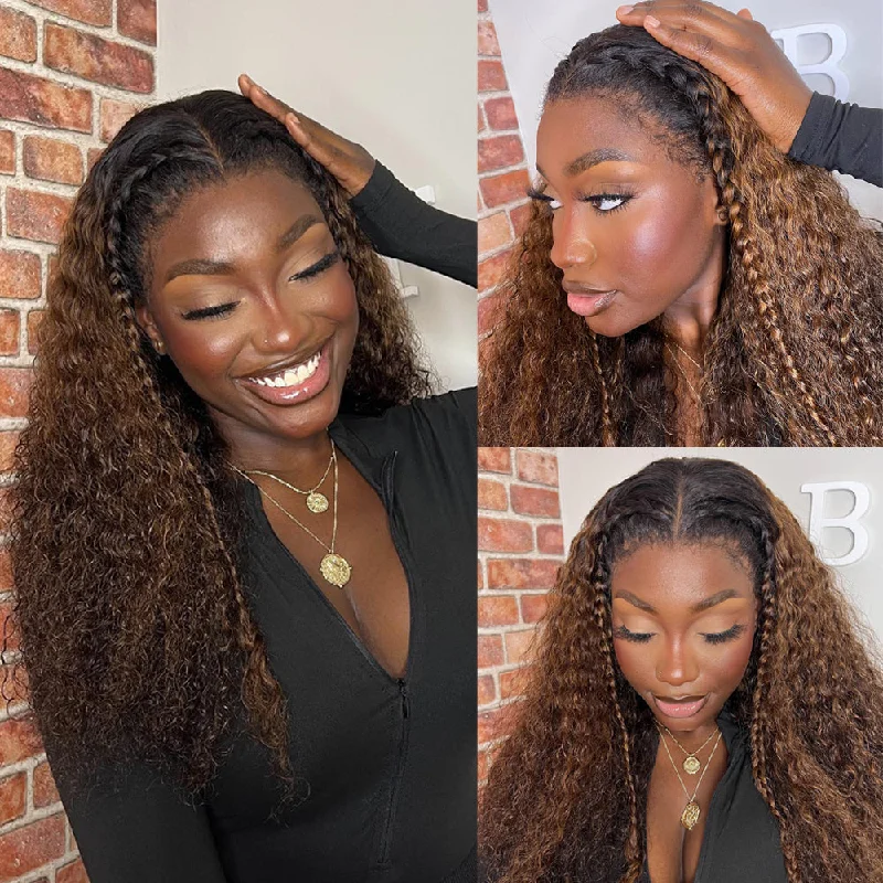 Cranberry 4C Edges Ombre Brown Deep Wave Kinky Edges 13x4 Undetectable Lace Front Wig Cranberry 4C Edges Ombre Brown Deep Wave Kinky Edges 13x4 Undetectable Lace Front Wig