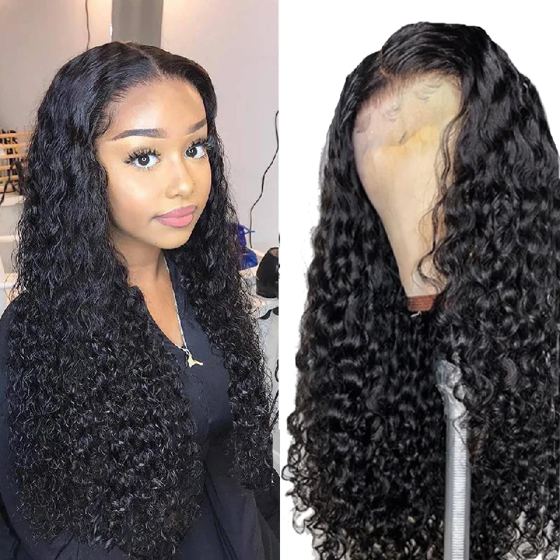 Cranberry 10A 4x4 Inch Lace Closure Human Hair Wigs Water Wave Remy Indian Hair Wigs Natural Color