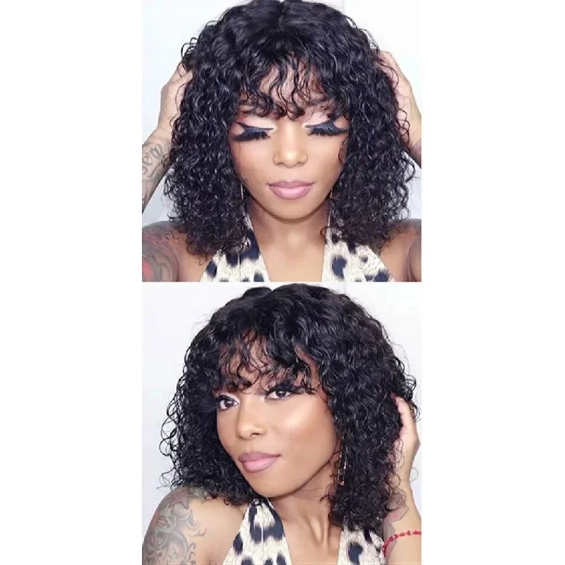 Elf wig with a beaded embellishment for a more luxurious feelDeep Curly Fringe Wig