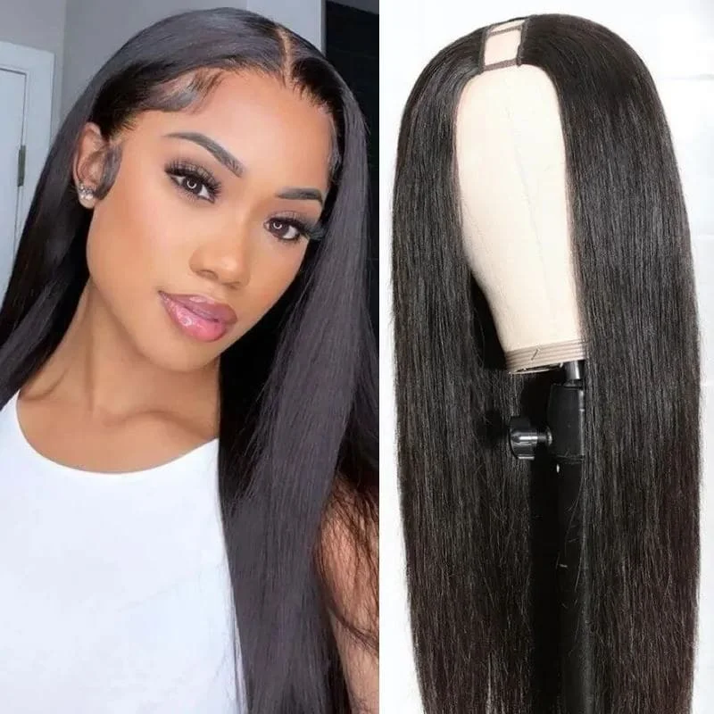 U - shaped wig for a business - professional appearance12-32inch Glueless U Part Straight Hair Wigs For Black Women