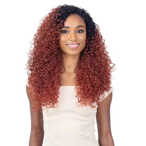 Half wig with a curly fringe for a playful and youthful vibeFreetress Synthetic Drawstring Ponytail & Half Wig - CRETA GIRL (Long)