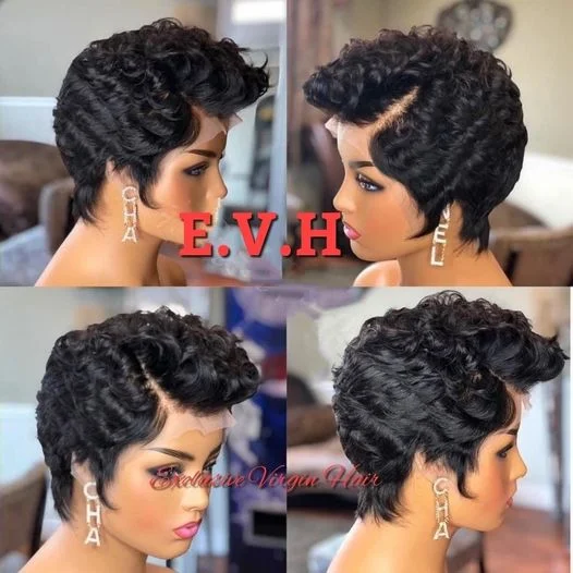 Elf wig with braided details for an added ethnic touchFull Frontal FingerWave Pixie Elf wig with braided details for an added ethnic touchFull Frontal FingerWave Pixie