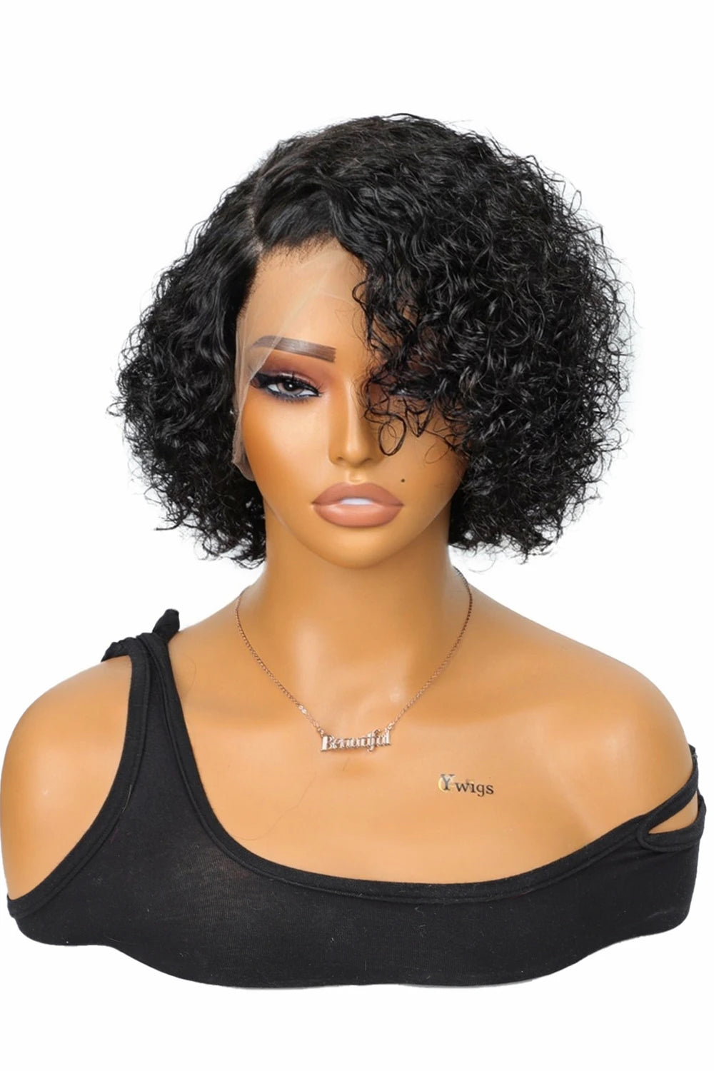Elf wig with a wavy undercut for an edgy look10 Inch Stacked Curly Bob Side Part Asymmetrical Full Lace Wig Elf wig with a wavy undercut for an edgy look10 Inch Stacked Curly Bob Side Part Asymmetrical Full Lace Wig
