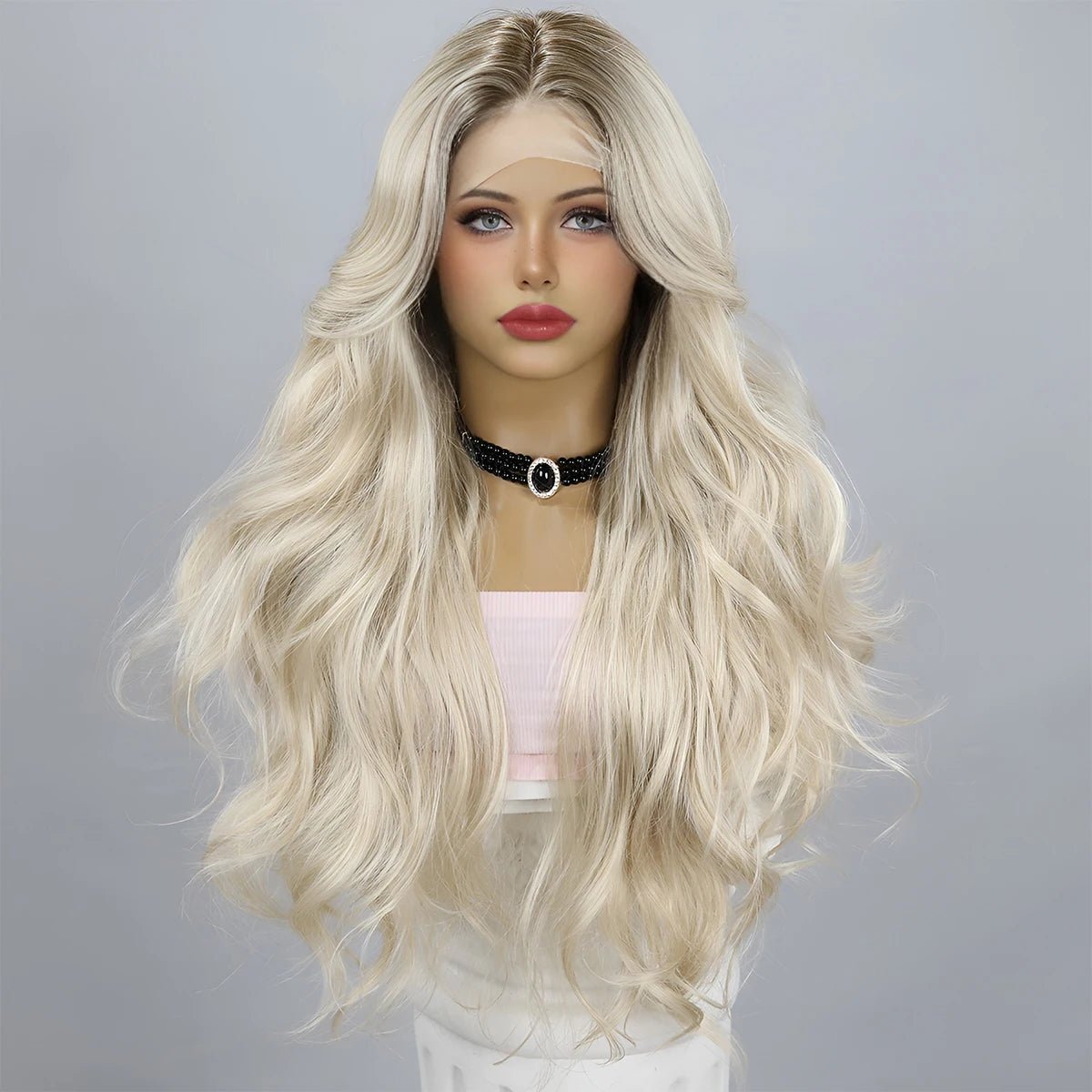 Ombre wavy wig with a seamless color blendGolden Lace Front Wig