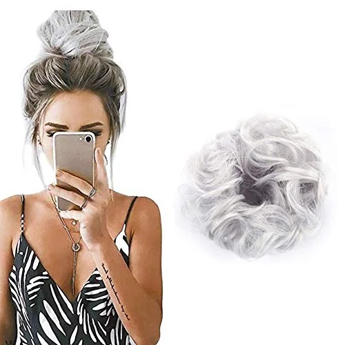 Hair buns for a role - playing game characterGrey Messy Hair Bun Hairpiece