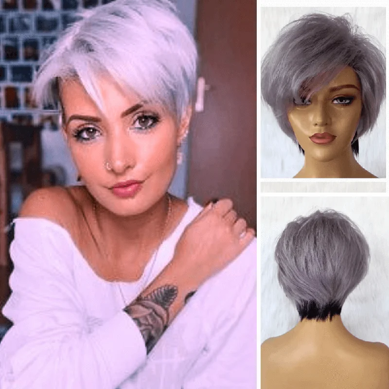 Elf wig for a role - playing game character in an online communityGrey Straight Human Hair Wig Lace Frontal 13x6 for African American Elf wig for a role - playing game character in an online communityGrey Straight Human Hair Wig Lace Frontal 13x6 for African American