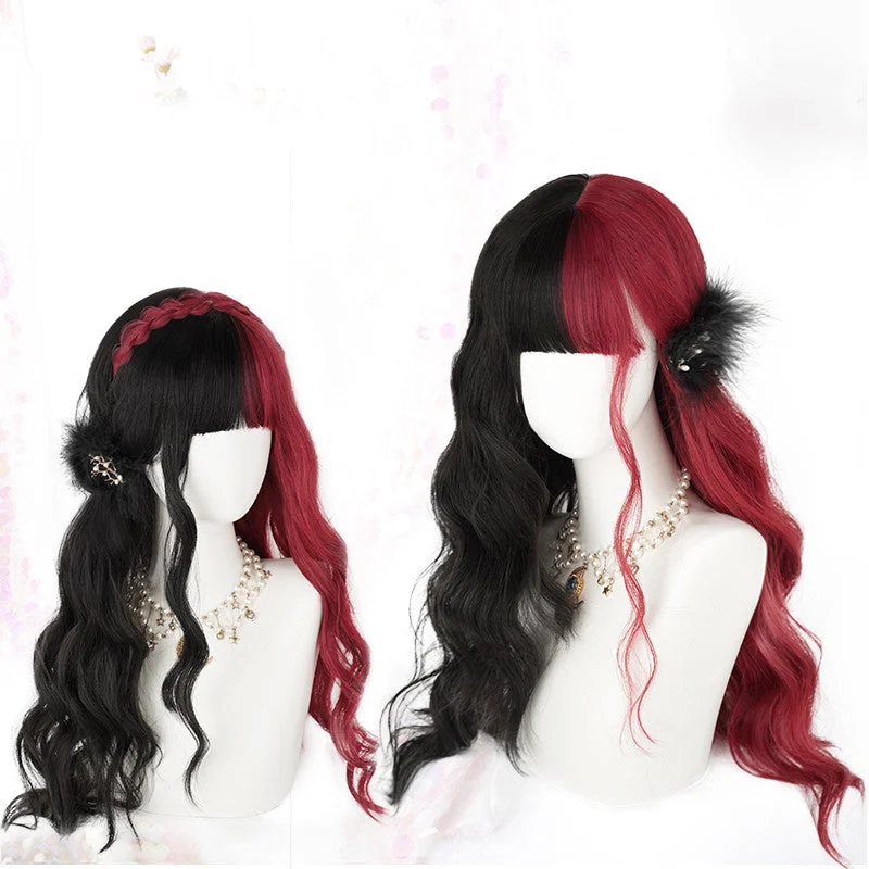 Curly wig in a platinum - blonde color for a bold and trendy lookHarajuku witch cos red and black wig YV44466 Curly wig in a platinum - blonde color for a bold and trendy lookHarajuku witch cos red and black wig YV44466