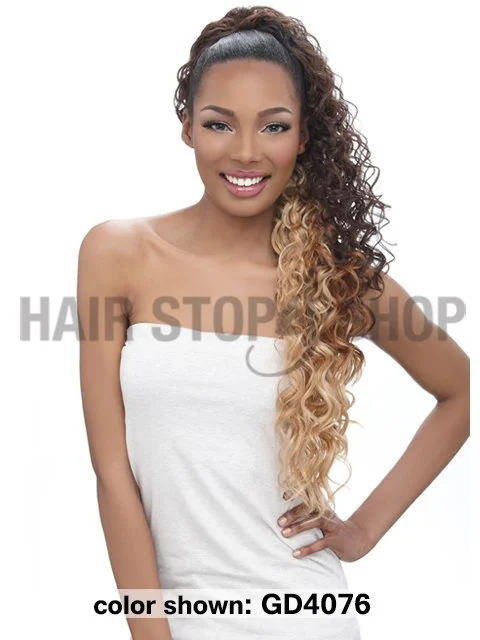 Hair buns with a flower accessoryHarlem 125 Ponytail Drawstring - Samba 129