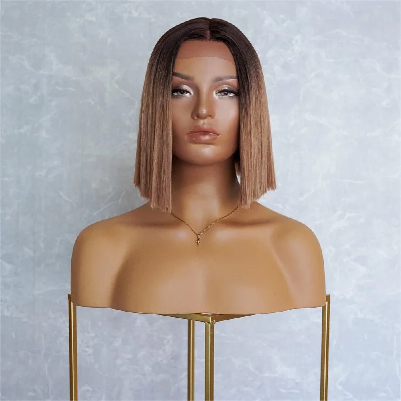 Heat - resistant short wig for easy styling with hot toolsJADE Ombre Lace Front Wig