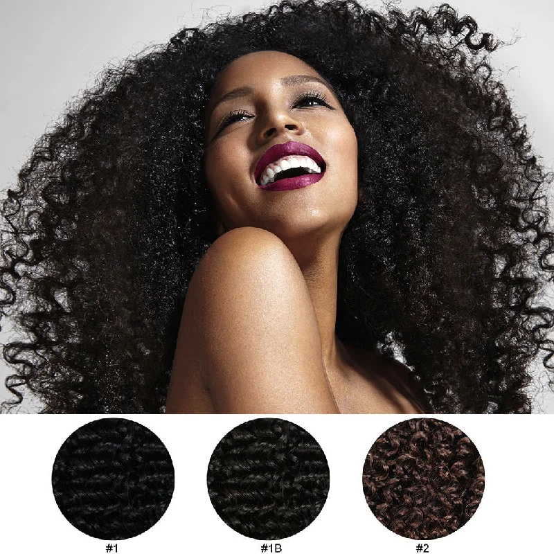 Clip - in hair extensions in a jet - black color for a classic and timeless appearanceJerry Curly Clip in Virgin Human Hair Extensions Afro Jerry Curls - 3B/3C